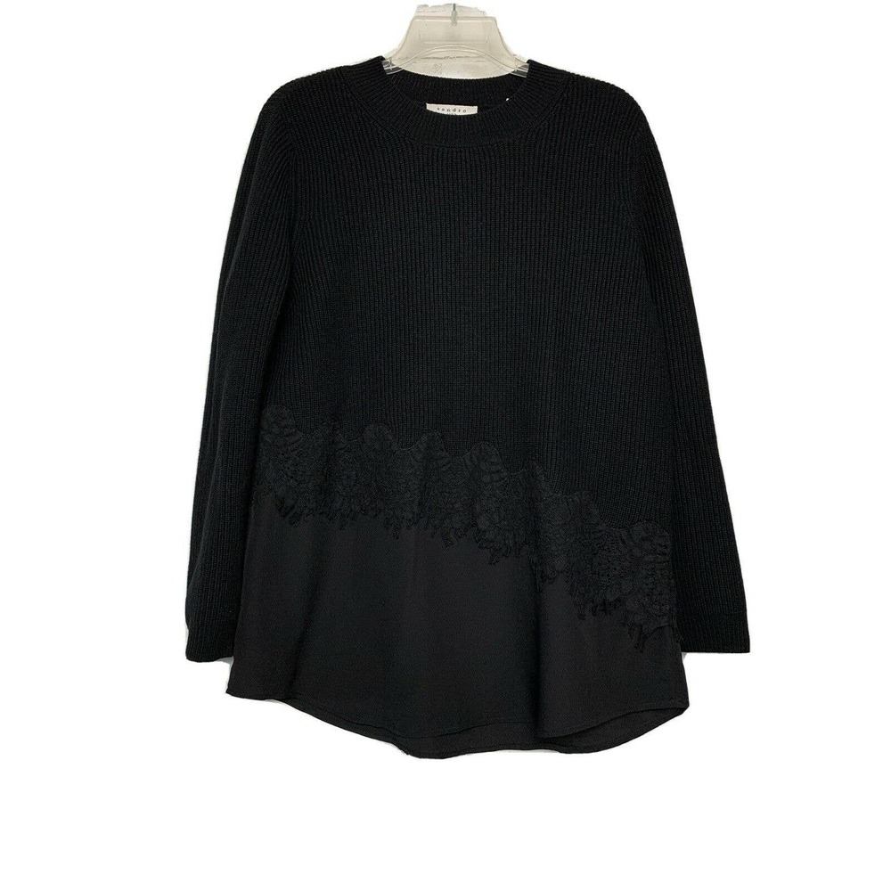 Sandro Paris Black Sweater Wool Cashmere Size 2 M